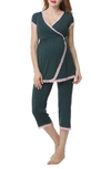Kimi And Kai Cindy Nursing/maternity Pajamas In Forest Green