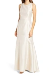 Alfred Sung Dupioni Trumpet Gown In Champagne