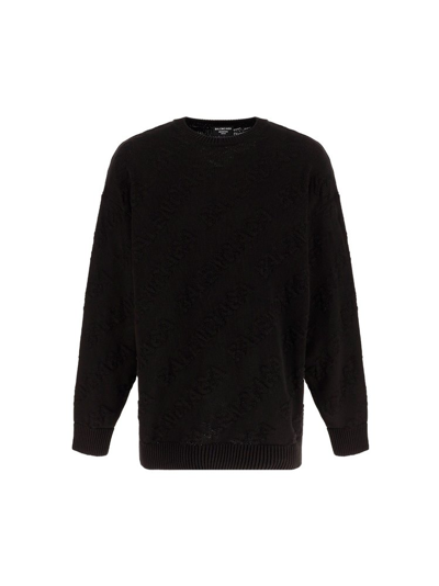 Balenciaga Cashmere Knit Sweater In Black