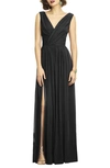 Dessy Collection Surplice Ruched Chiffon Gown In Black