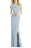 After Six Bow One-shoulder Trumpet Gown In Mist