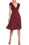 Dress The Population Corey Chiffon Fit & Flare Cocktail Dress In Red