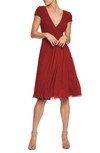 Dress The Population Corey Chiffon Fit & Flare Cocktail Dress In Garnet