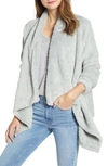 Bobeau Drape Front Fleece Cardigan In Belgian Block