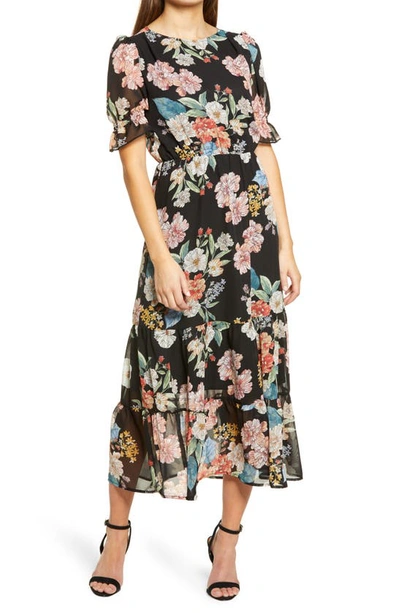 Fraiche By J Shasha Floral Tiered Ruffle Short Sleeve Dress In Sasha