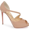 Christian Louboutin Catchy Two 120 Patent Leather Peep Toe Pumps In Nude