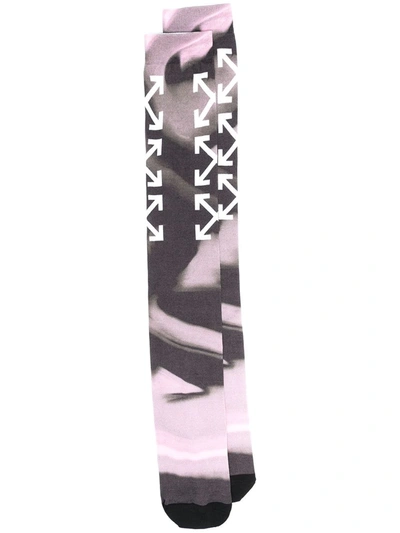 Off-white Liquid Melt Arrow Logo Socks In Black