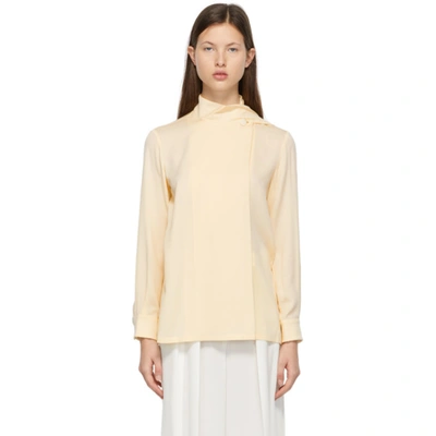 Max Mara Onorata Crossover Scarf Neck Blouse In Ivory