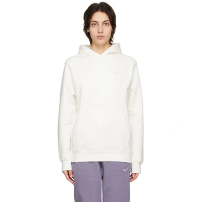 Nike White Fleece Sportswear Club Hoodie In 133 Sail/wh