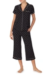 Kate Spade Women's 2-piece Floral-print Cropped Pajama Set In Black Heart Clove