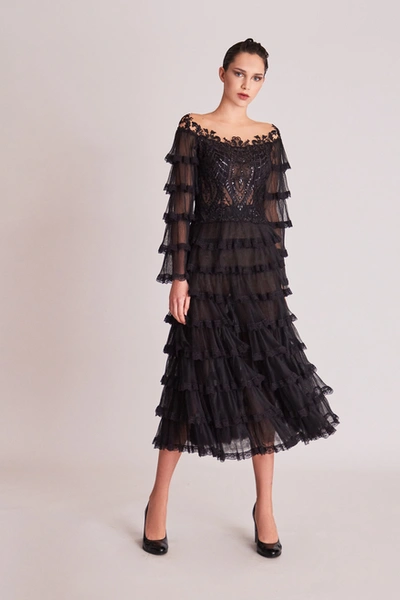 Gatti Nolli By Marwan Off Shoulder Top And Tiered Skirt In Black