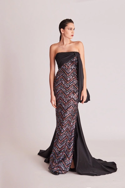 Gatti Nolli By Marwan Sequin Embellished Strapless Gown