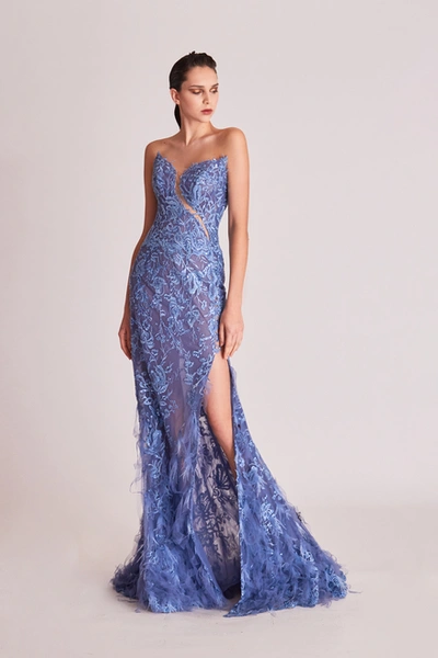Gatti Nolli By Marwan Strapless Fit And Flare Slit Gown