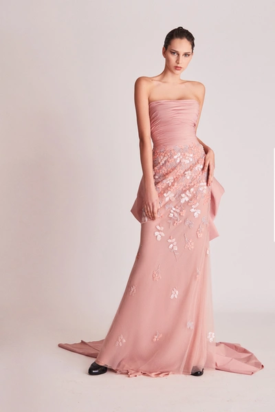 Gatti Nolli By Marwan Strapless Ruched Gown