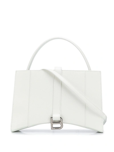 Balenciaga Hourglass Small East-west Tote Bag In White