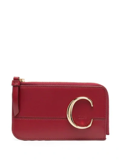 Chloé Monogram Small Leather Purse In Red
