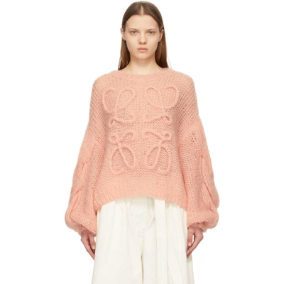 Loewe Oversized Cropped Mohair-blend Sweater In Pink