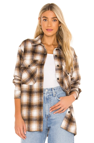 Lamarque X Revolve Storm Plaid Shirt Jacket In Tan Multi