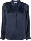 Zadig & Voltaire Tink Long-sleeve Satin Tunic In Dark Blue