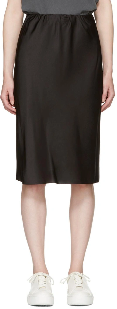 6397 Black Silk Bias Cut Skirt