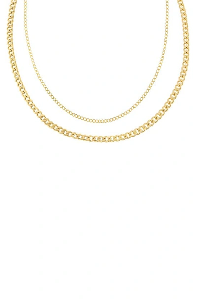 Adinas Jewels Double Curb Chain Necklace, 14 And 16 In Gold