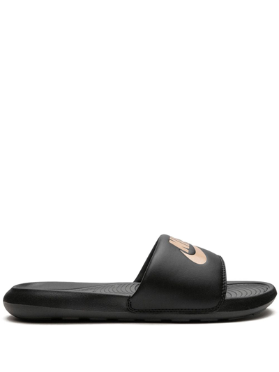 Nike Women's Victori One Slide Sandals From Finish Line In Black/metallic Red Bronze