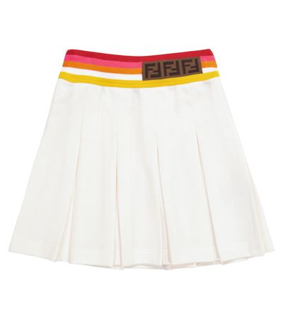 Fendi Kids' Little Girl's & Girl's Stripe Waistband Pleated Skirt In White