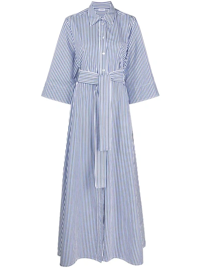 P.a.r.o.s.h Clacx Striped Maxi Shirtdress In Blue