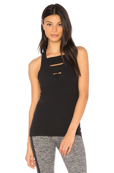 Beyond Yoga Wide Band Stacked Tank In Jet Black