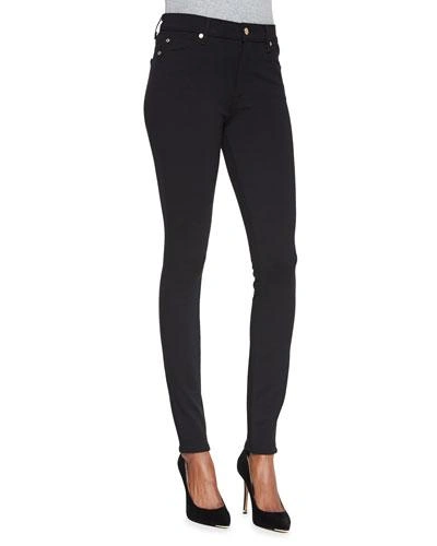 7 For All Mankind High-waist Doubleknit Skinny Jeans, Black
