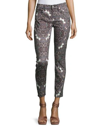 7 For All Mankind The Ankle Skinny Jeans, Swan River Paisley In Gray