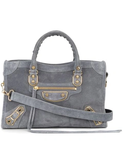 Balenciaga Small Grey Suede Classic City Bag