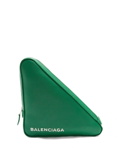 Balenciaga Green Small Triangle Pouch | ModeSens