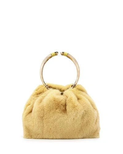Valentino Garavani Bebop Loop Mink Fur Top-handle Bag In Yellow