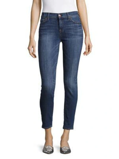 7 For All Mankind The Ankle Solid Skinny Jeans In Barrier Reef