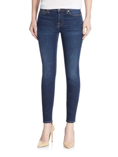 7 For All Mankind Embellished Skinny Ankle Jeans In Blue