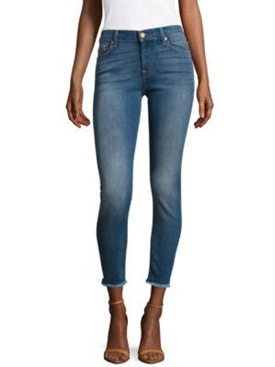 7 For All Mankind Ankle Gwenevere With Destroy Jeans In Blue Denim