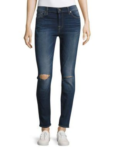 7 For All Mankind Whiskered Ankle Length Jeans In Blue
