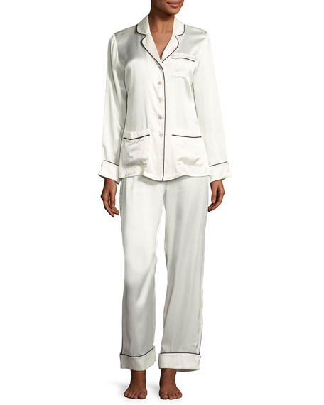 Olivia Von Halle Coco Silk Pajama Set, Ivory | ModeSens