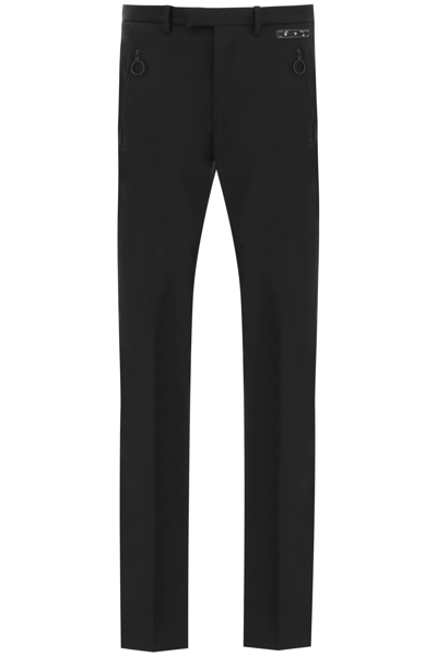 Off-white Tuxedo-style Wool-blend Trousers In Black