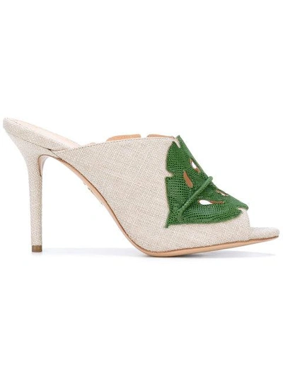 Charlotte Olympia Leaf Patch Heeled Mules