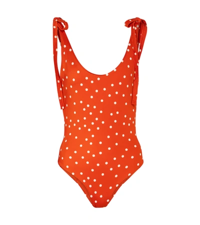 Johanna Ortiz Cave Explorer Tied-shoulders One-piece Swimsuit In Tangerine Tango