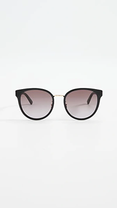 Bottega Veneta New Entry Round Metal Bridge Sunglasses In Black/black/grey