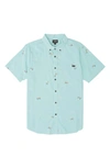Billabong Sundays Mini Tropical Short Sleeve Button-down Shirt In Light Aqua