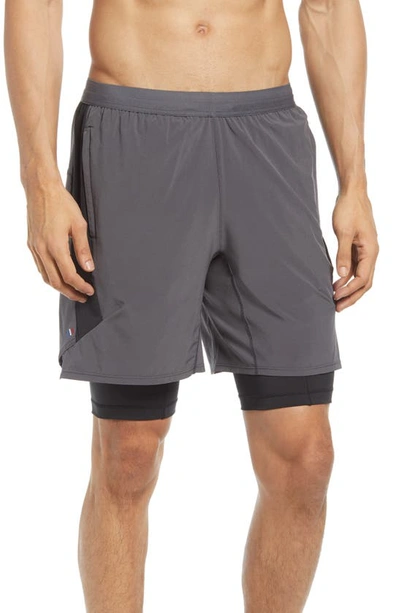 Fourlaps Men's Command 7-inch Shorts W/ Compression Liner In Charcoal