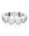 Roberto Demeglio Dama Ceramic Beaded Stretch Bracelet With 3-diamond Rondelles, White In Black/white
