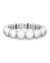 Roberto Demeglio Dama Ceramic Beaded Stretch Bracelet With White Diamonds In White Gold