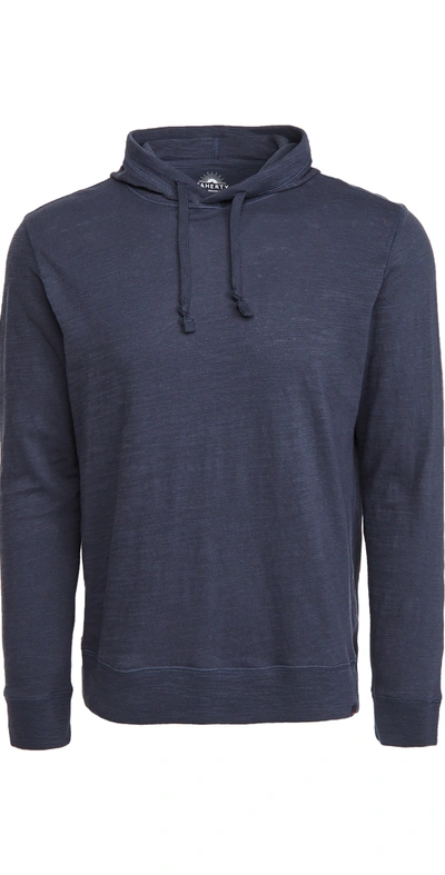 Faherty Slub Cotton Hoodie In Blue Night