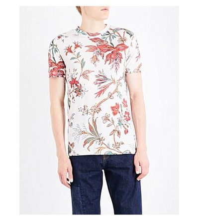 Mcq By Alexander Mcqueen Floral-print Cotton-jersey T-shirt In Parchment