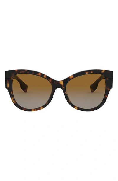 Burberry 54mm Check Detail Polarized Gradient Cat Eye Sunglasses In Havana/ Brown Gradient